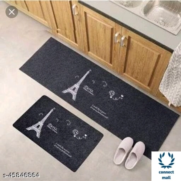2 In 1 Antyskid Gray Kitchen Doormat SuperAbsorbent Washable